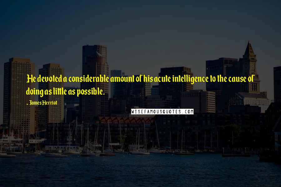James Herriot Quotes: He devoted a considerable amount of his acute intelligence to the cause of doing as little as possible.