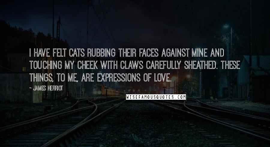 James Herriot Quotes: I have felt cats rubbing their faces against mine and touching my cheek with claws carefully sheathed. These things, to me, are expressions of love.