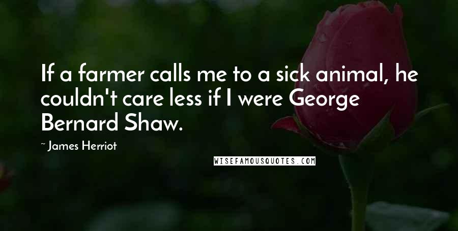 James Herriot Quotes: If a farmer calls me to a sick animal, he couldn't care less if I were George Bernard Shaw.