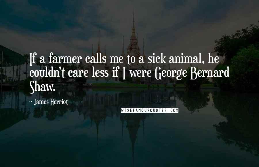 James Herriot Quotes: If a farmer calls me to a sick animal, he couldn't care less if I were George Bernard Shaw.