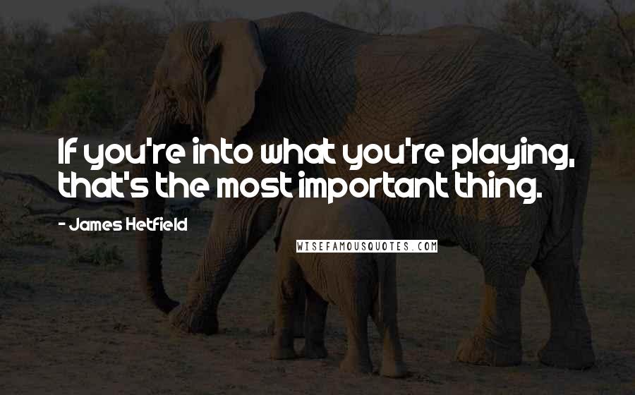 James Hetfield Quotes: If you're into what you're playing, that's the most important thing.