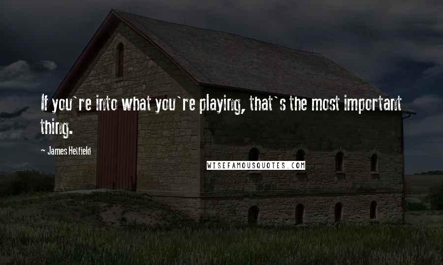 James Hetfield Quotes: If you're into what you're playing, that's the most important thing.