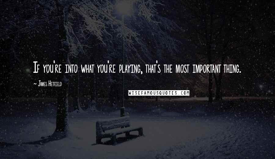 James Hetfield Quotes: If you're into what you're playing, that's the most important thing.