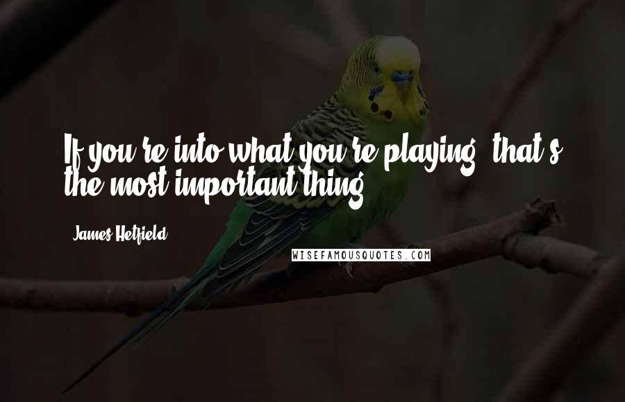 James Hetfield Quotes: If you're into what you're playing, that's the most important thing.