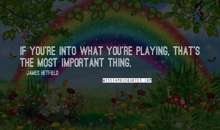 James Hetfield Quotes: If you're into what you're playing, that's the most important thing.