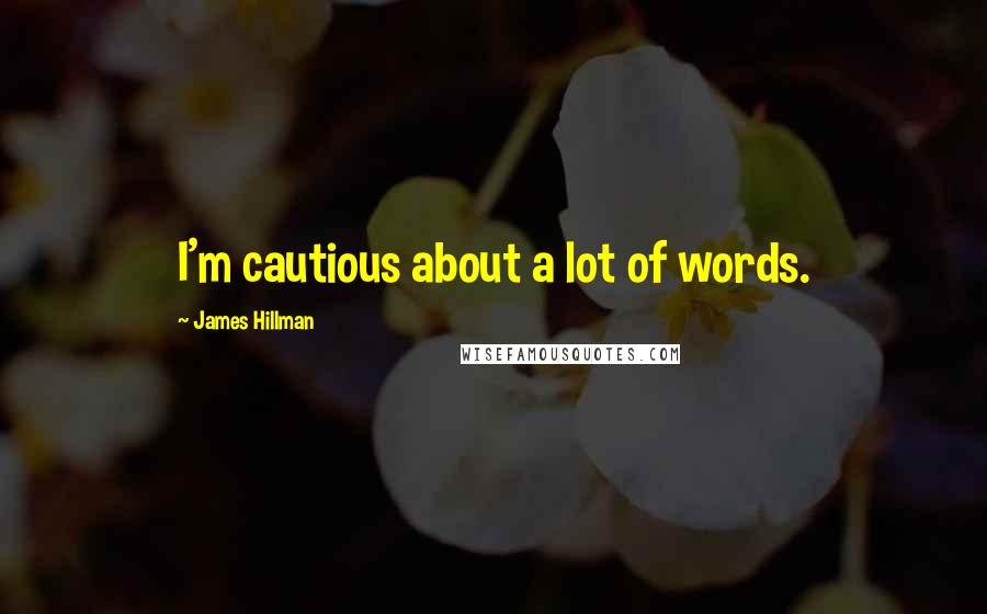 James Hillman Quotes: I'm cautious about a lot of words.