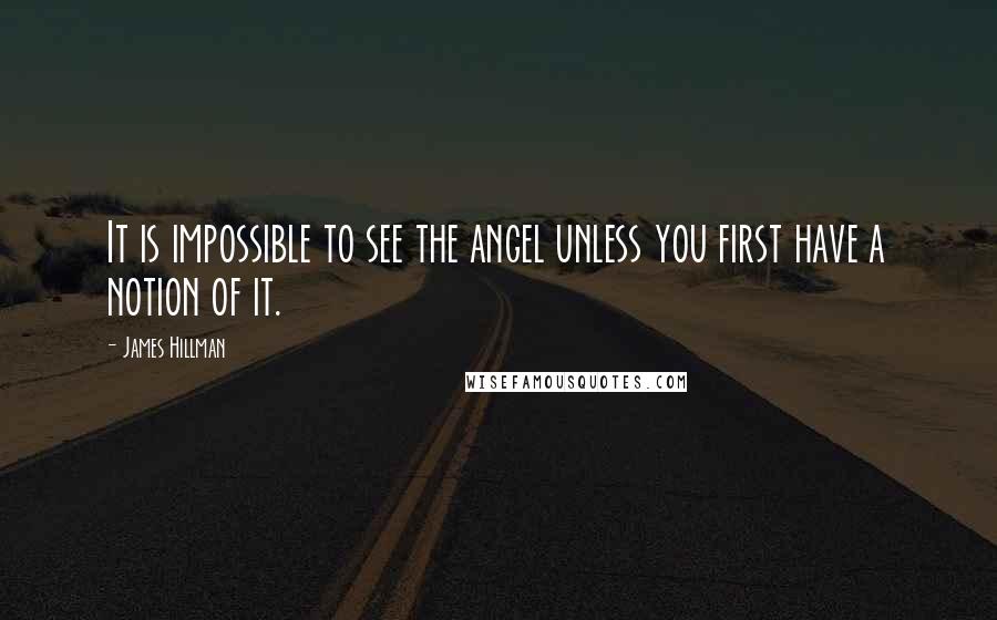 James Hillman Quotes: It is impossible to see the angel unless you first have a notion of it.