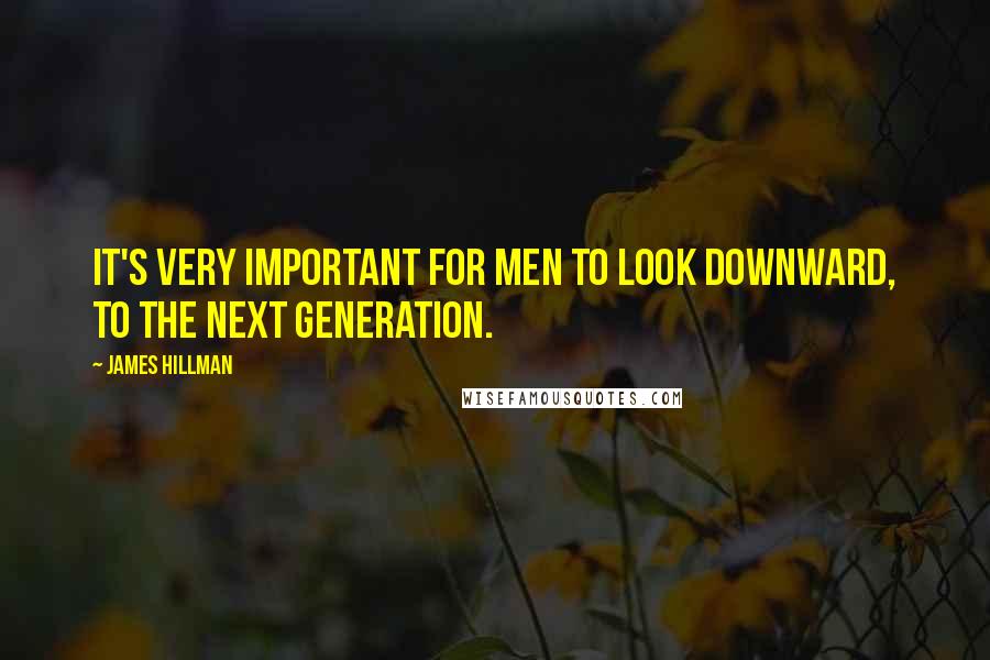 James Hillman Quotes: It's very important for men to look downward, to the next generation.