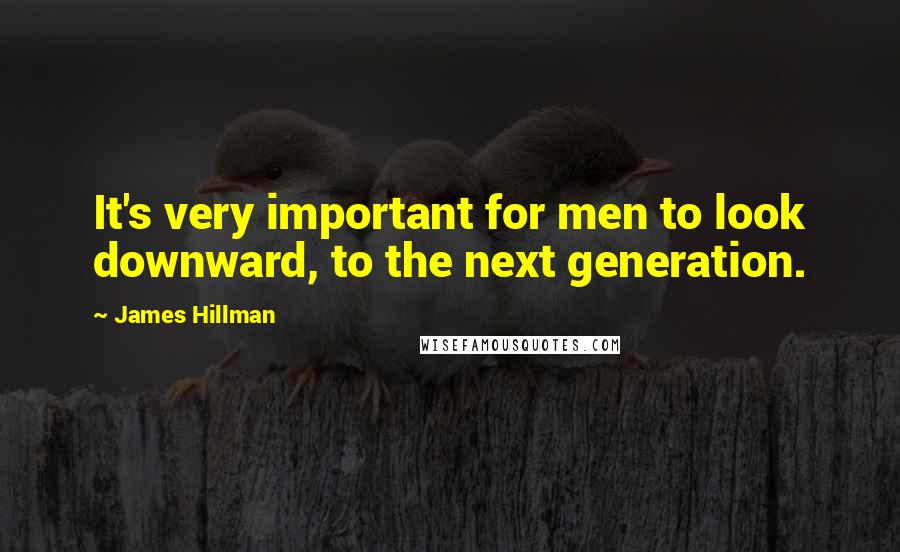 James Hillman Quotes: It's very important for men to look downward, to the next generation.