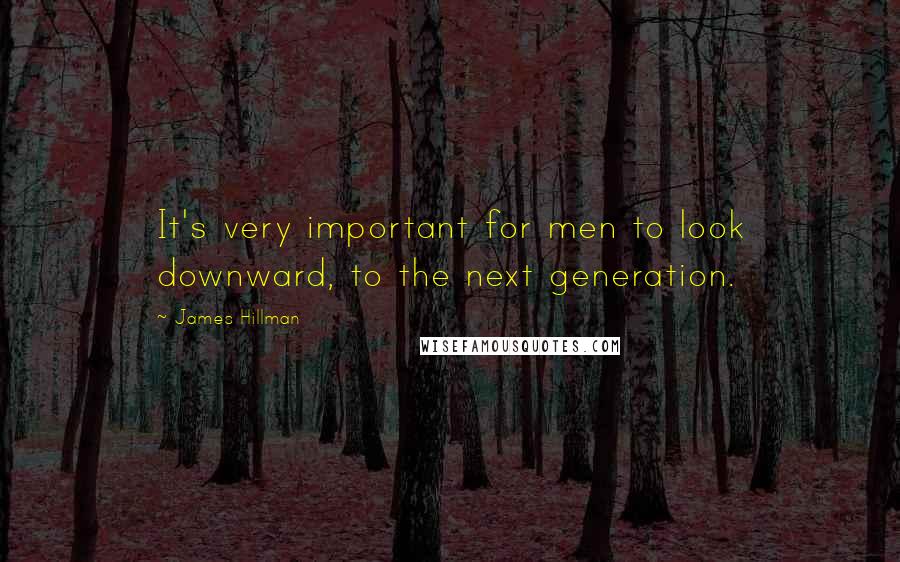 James Hillman Quotes: It's very important for men to look downward, to the next generation.