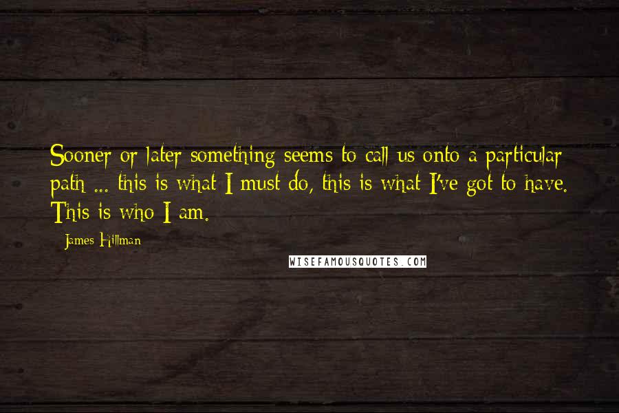 James Hillman Quotes: Sooner or later something seems to call us onto a particular path ... this is what I must do, this is what I've got to have. This is who I am.