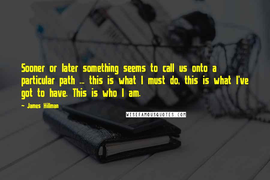 James Hillman Quotes: Sooner or later something seems to call us onto a particular path ... this is what I must do, this is what I've got to have. This is who I am.