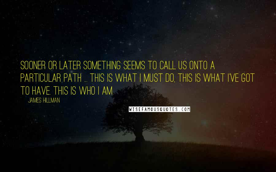 James Hillman Quotes: Sooner or later something seems to call us onto a particular path ... this is what I must do, this is what I've got to have. This is who I am.