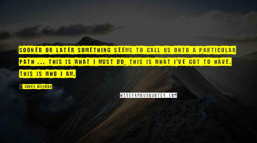 James Hillman Quotes: Sooner or later something seems to call us onto a particular path ... this is what I must do, this is what I've got to have. This is who I am.