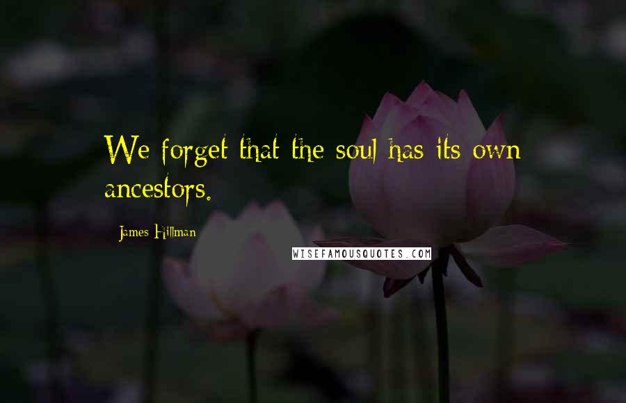 James Hillman Quotes: We forget that the soul has its own ancestors.