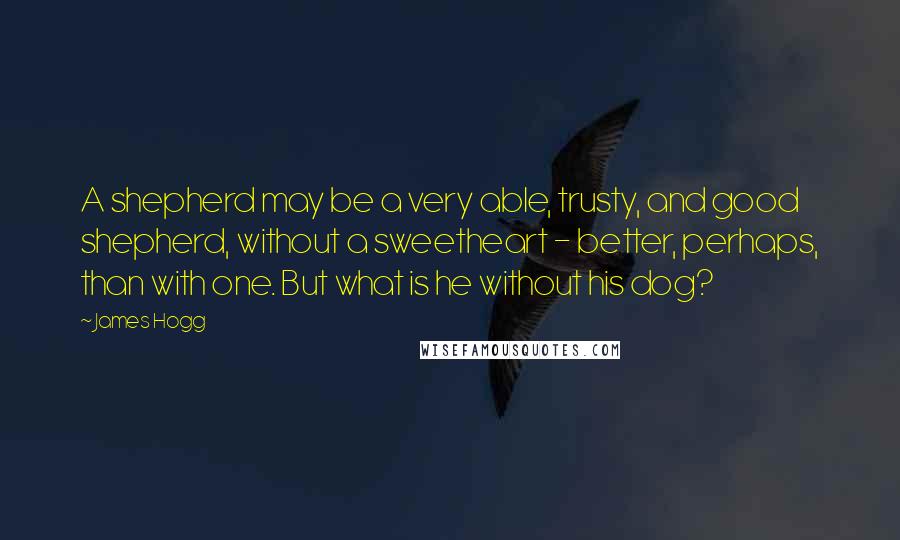 James Hogg Quotes: A shepherd may be a very able, trusty, and good shepherd, without a sweetheart - better, perhaps, than with one. But what is he without his dog?