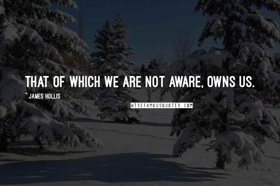 James Hollis Quotes: That of which we are not aware, owns us.