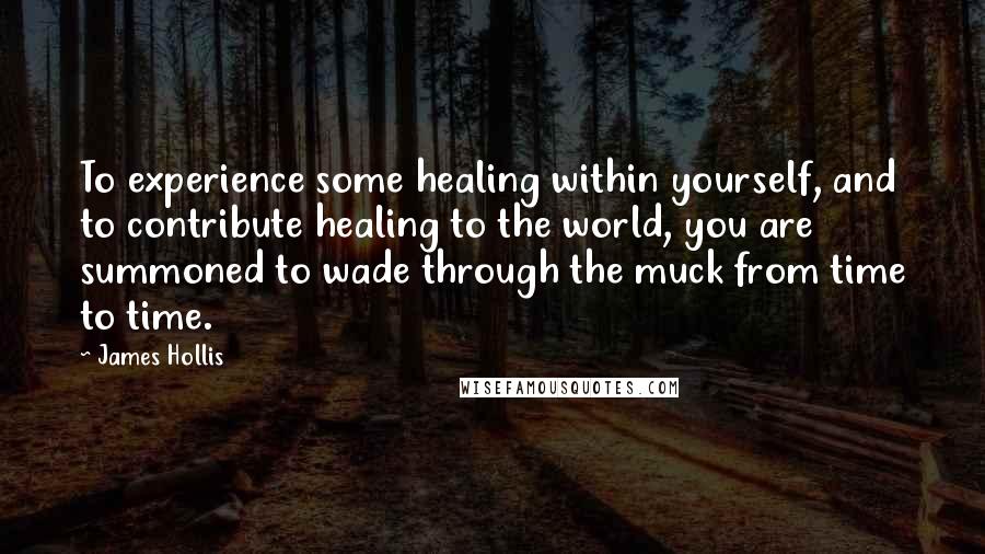 James Hollis Quotes: To experience some healing within yourself, and to contribute healing to the world, you are summoned to wade through the muck from time to time.
