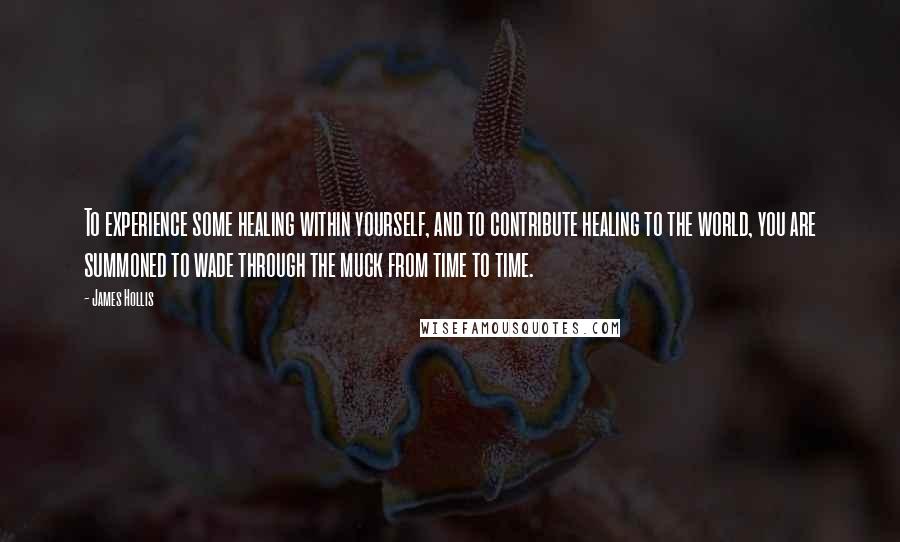 James Hollis Quotes: To experience some healing within yourself, and to contribute healing to the world, you are summoned to wade through the muck from time to time.