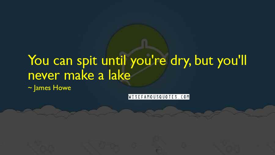 James Howe Quotes: You can spit until you're dry, but you'll never make a lake