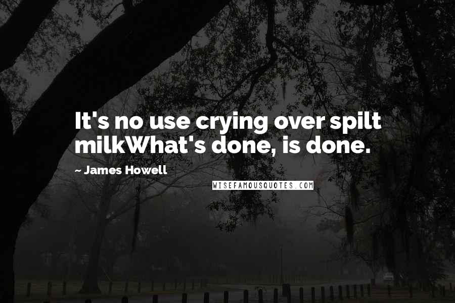 James Howell Quotes: It's no use crying over spilt milkWhat's done, is done.