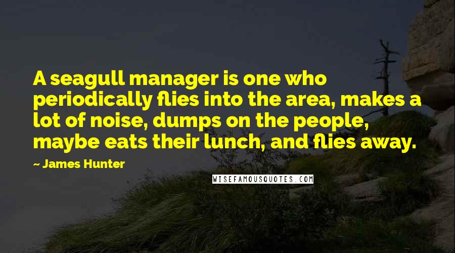 James Hunter Quotes: A seagull manager is one who periodically flies into the area, makes a lot of noise, dumps on the people, maybe eats their lunch, and flies away.