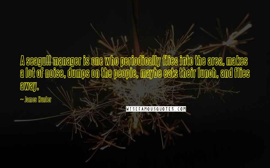 James Hunter Quotes: A seagull manager is one who periodically flies into the area, makes a lot of noise, dumps on the people, maybe eats their lunch, and flies away.