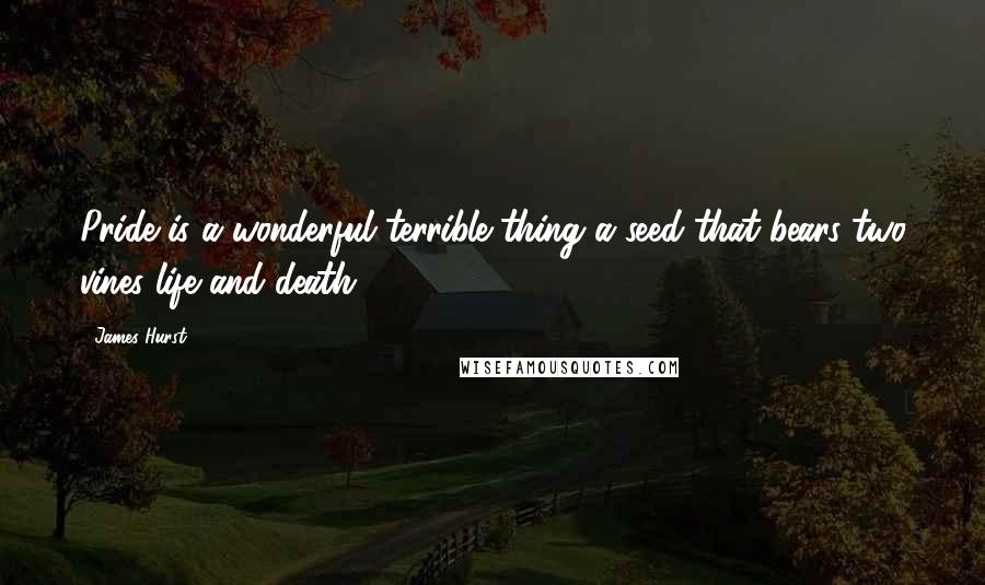 James Hurst Quotes: Pride is a wonderful terrible thing a seed that bears two vines life and death.