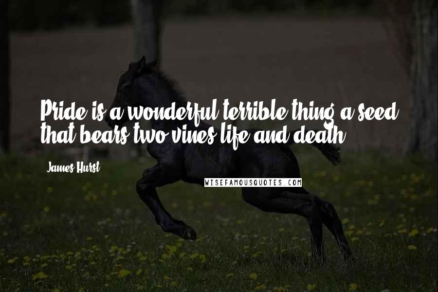 James Hurst Quotes: Pride is a wonderful terrible thing a seed that bears two vines life and death.