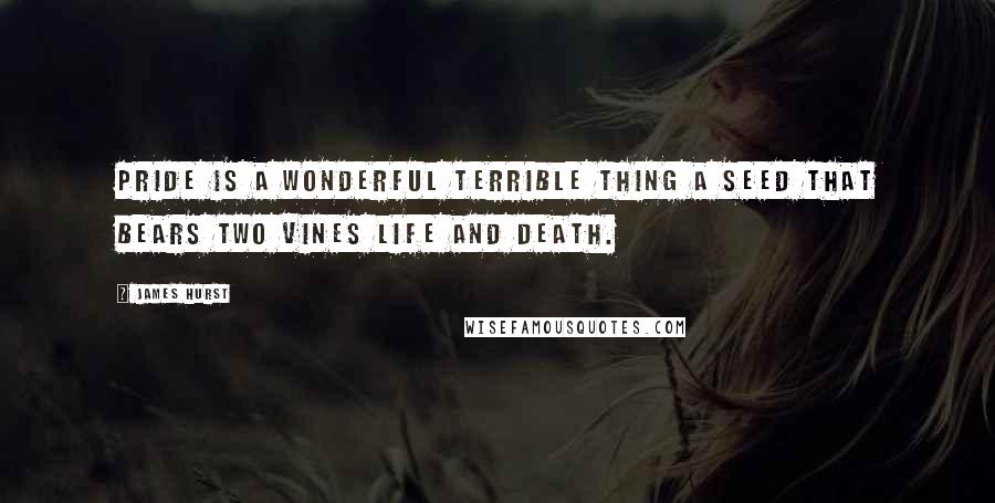 James Hurst Quotes: Pride is a wonderful terrible thing a seed that bears two vines life and death.