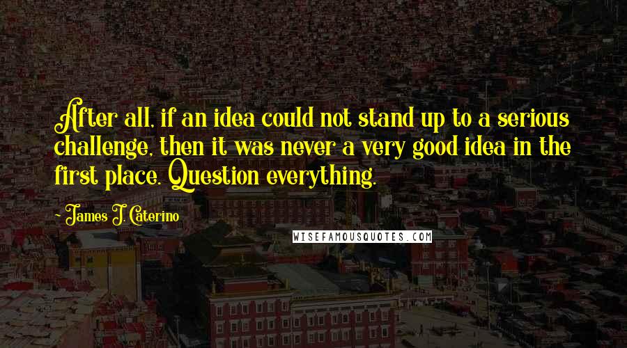 James J. Caterino Quotes: After all, if an idea could not stand up to a serious challenge, then it was never a very good idea in the first place. Question everything.