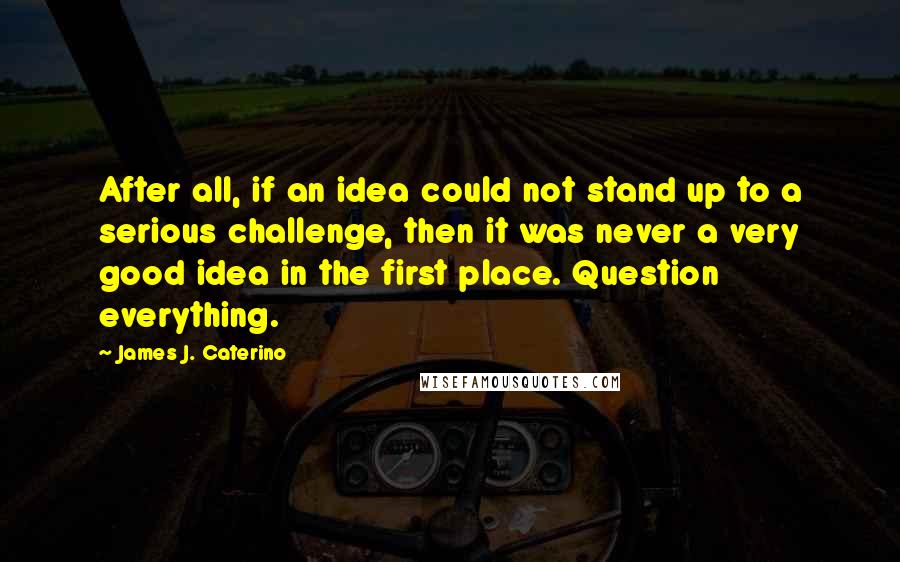 James J. Caterino Quotes: After all, if an idea could not stand up to a serious challenge, then it was never a very good idea in the first place. Question everything.