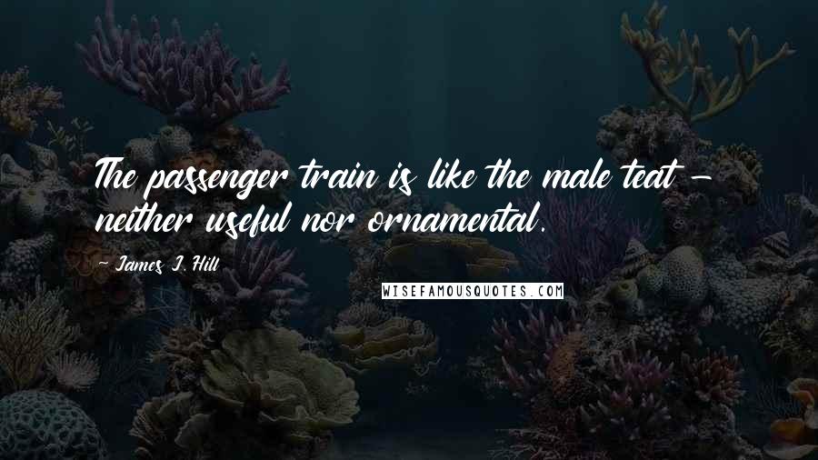 James J. Hill Quotes: The passenger train is like the male teat - neither useful nor ornamental.