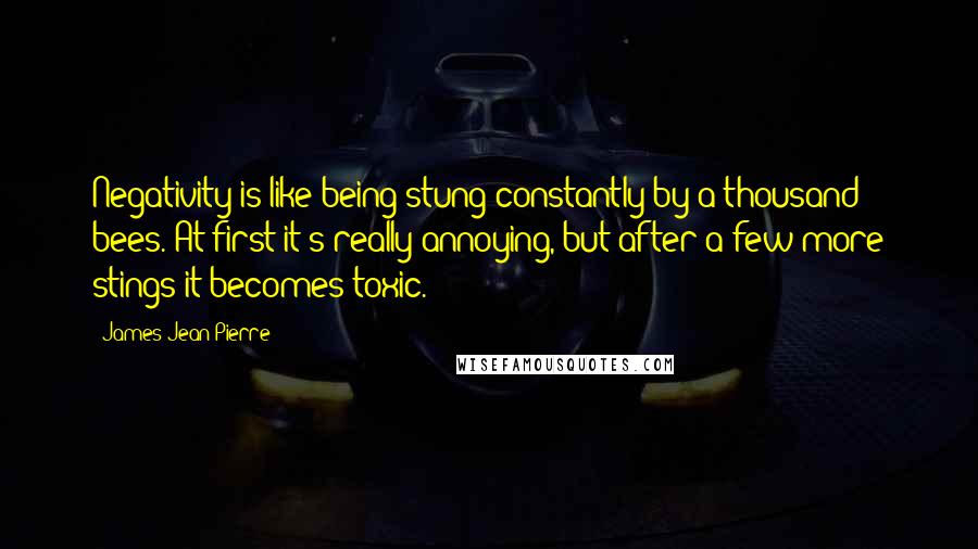 James Jean-Pierre Quotes: Negativity is like being stung constantly by a thousand bees. At first it's really annoying, but after a few more stings it becomes toxic.