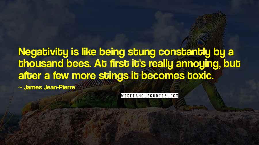 James Jean-Pierre Quotes: Negativity is like being stung constantly by a thousand bees. At first it's really annoying, but after a few more stings it becomes toxic.