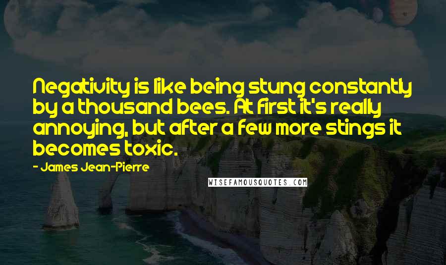 James Jean-Pierre Quotes: Negativity is like being stung constantly by a thousand bees. At first it's really annoying, but after a few more stings it becomes toxic.