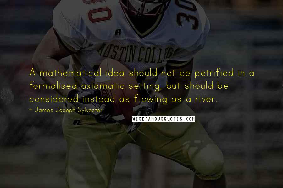 James Joseph Sylvester Quotes: A mathematical idea should not be petrified in a formalised axiomatic setting, but should be considered instead as flowing as a river.