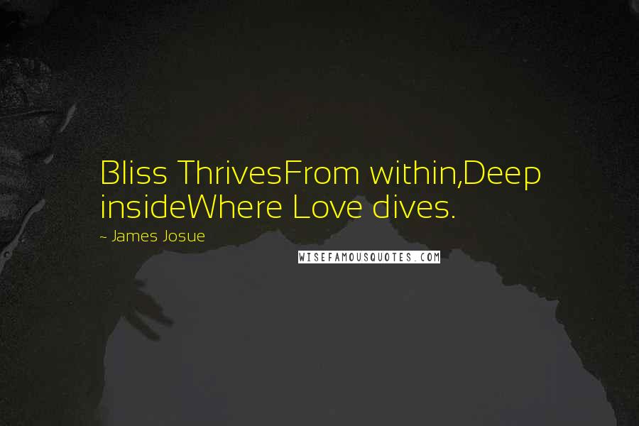 James Josue Quotes: Bliss ThrivesFrom within,Deep insideWhere Love dives.