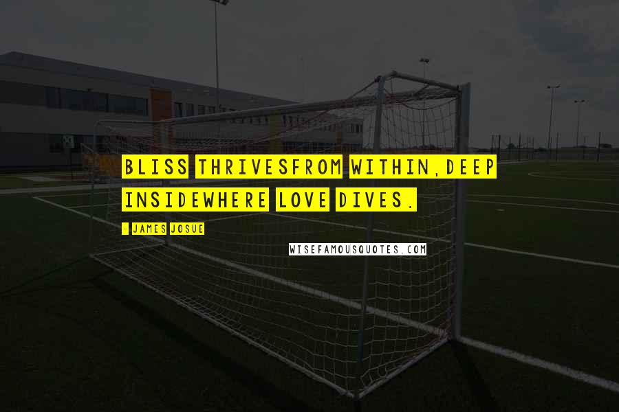 James Josue Quotes: Bliss ThrivesFrom within,Deep insideWhere Love dives.