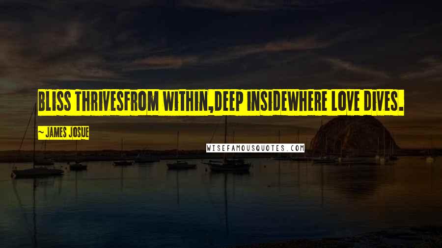 James Josue Quotes: Bliss ThrivesFrom within,Deep insideWhere Love dives.
