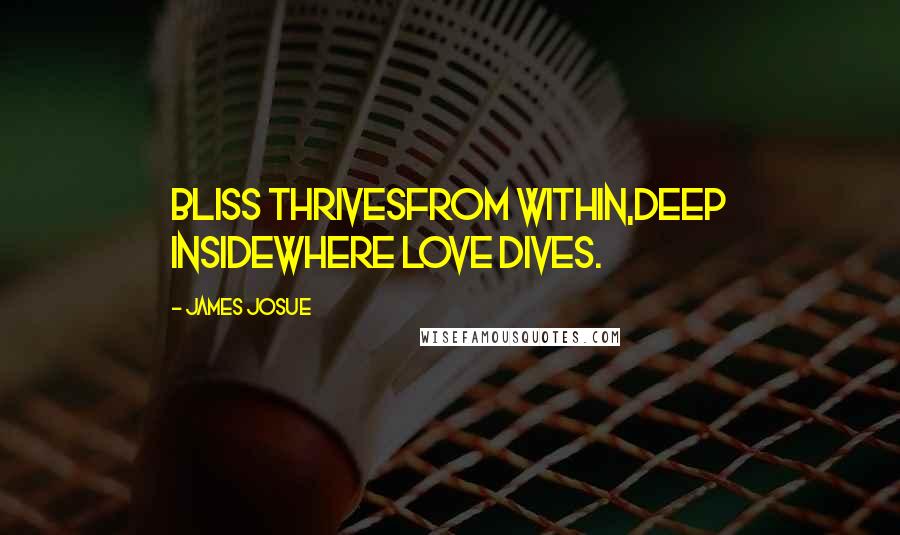 James Josue Quotes: Bliss ThrivesFrom within,Deep insideWhere Love dives.