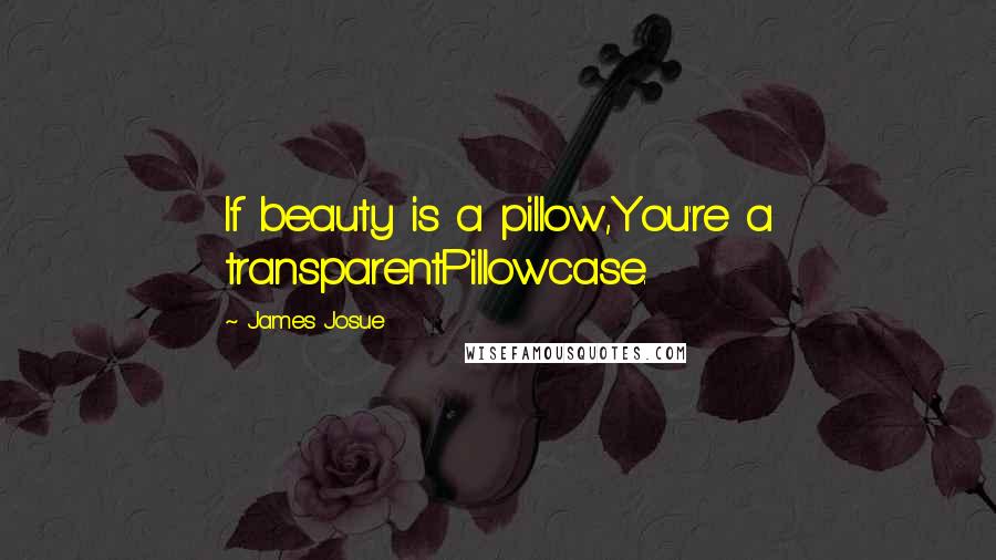 James Josue Quotes: If beauty is a pillow,You're a transparentPillowcase.
