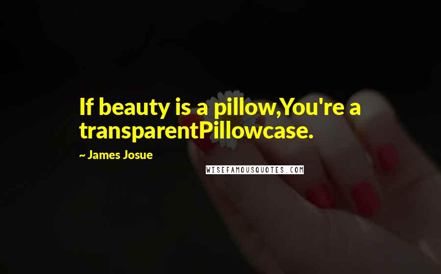 James Josue Quotes: If beauty is a pillow,You're a transparentPillowcase.