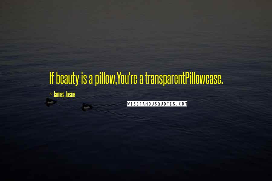 James Josue Quotes: If beauty is a pillow,You're a transparentPillowcase.