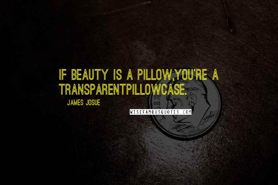 James Josue Quotes: If beauty is a pillow,You're a transparentPillowcase.