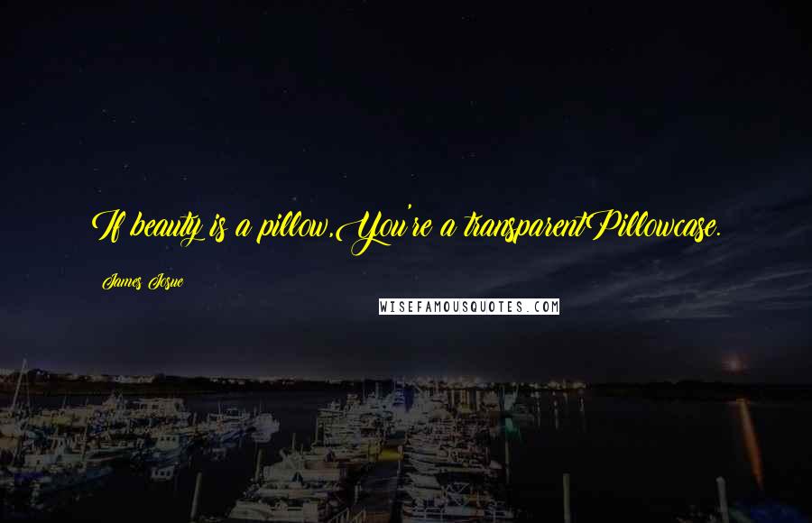 James Josue Quotes: If beauty is a pillow,You're a transparentPillowcase.