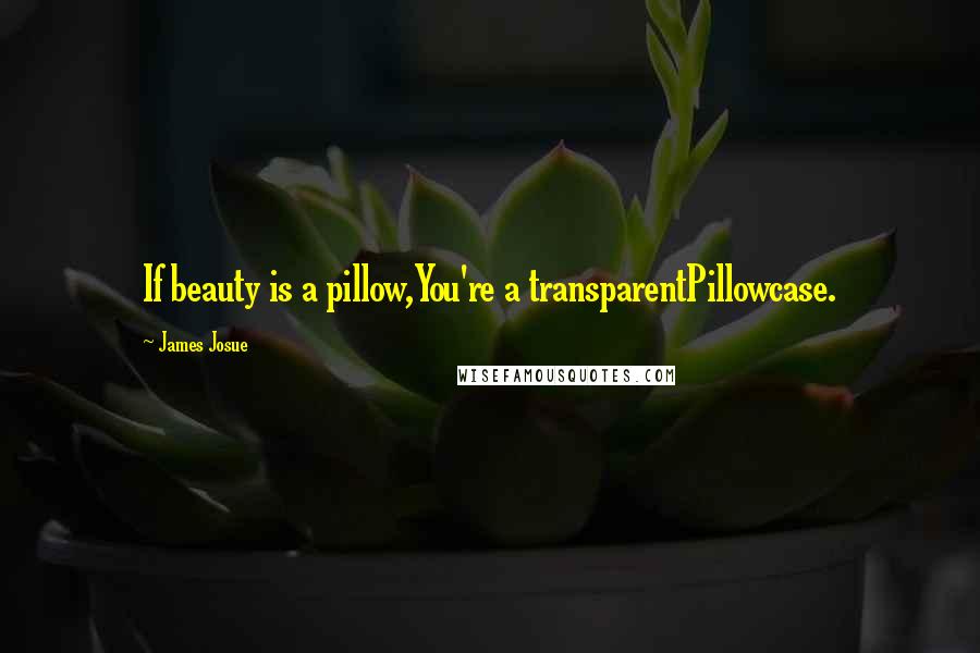 James Josue Quotes: If beauty is a pillow,You're a transparentPillowcase.