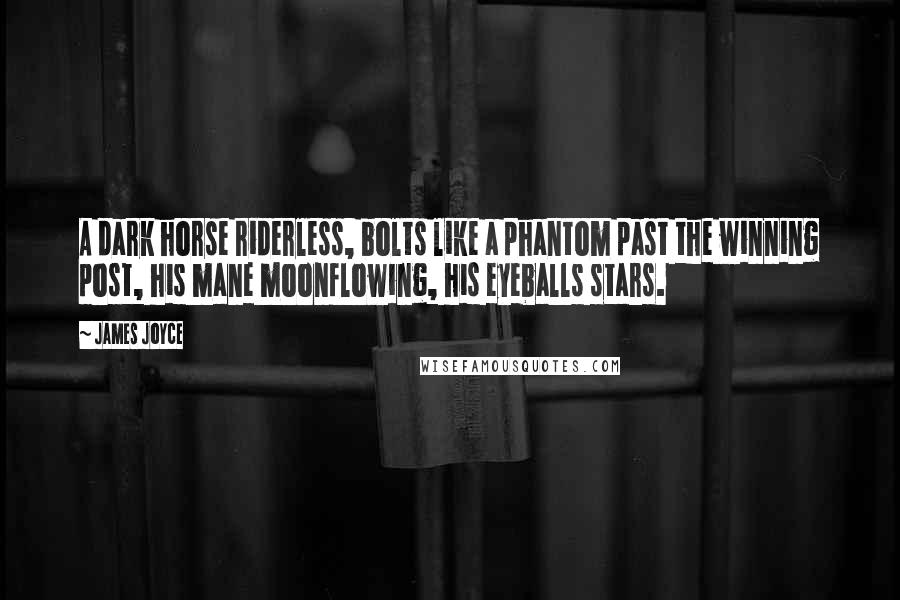 James Joyce Quotes: A dark horse riderless, bolts like a phantom past the winning post, his mane moonflowing, his eyeballs stars.