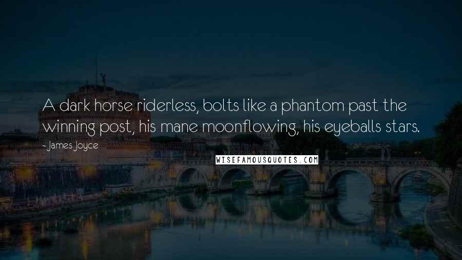 James Joyce Quotes: A dark horse riderless, bolts like a phantom past the winning post, his mane moonflowing, his eyeballs stars.