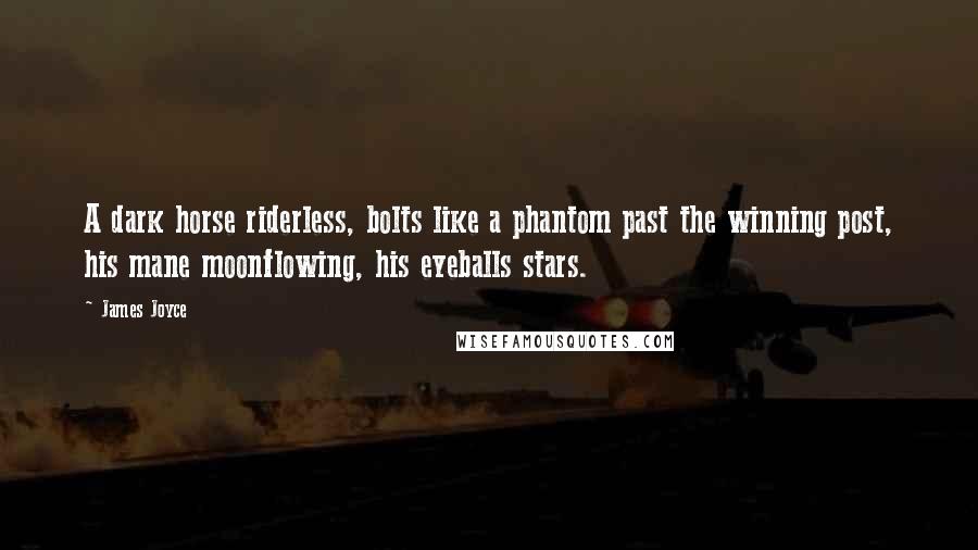 James Joyce Quotes: A dark horse riderless, bolts like a phantom past the winning post, his mane moonflowing, his eyeballs stars.